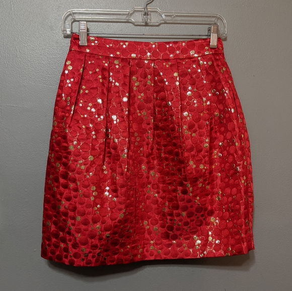 Lauren Moffatt Anthropologie Red Gold Bubble Skirt - Picture 6 of 8